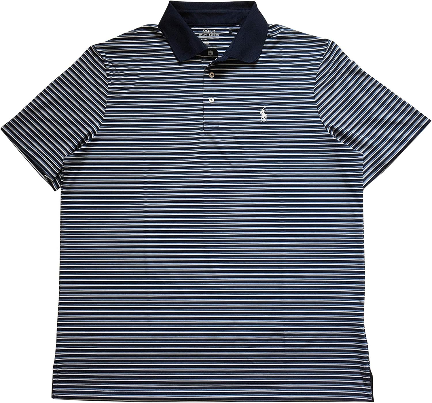 Polo Ralph Lauren Short Sleeve Performance Polo Newport Navy Multi at Amazon Menâs Clothing store