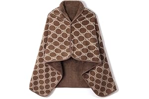 XING YE CHUAN Fleece Wearable Blanket, Comfy Poncho Throw with Buttons, Women Cape Wrap Cover for Lightweight office blanekt lap blanket Plaid Design (G)