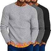 Sweetyweee 3 Pack Men's Big and Tall Thermal Shirts Ribbed Long Sleeve Cotton Crew Neck Tops Raglan Basic Undershirt
