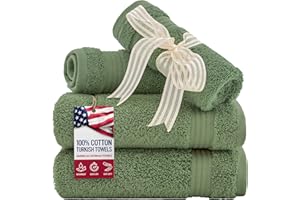 American Veteran Towel, 100% Cotton Turkish Washcloths for Bathroom Essentials 4 Pack, Soft Absorbent Wash Cloths Quick Drying Small Towels Washrags, Sage Green