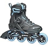 Rollerblade Macroblade 84 BOA Women's, Adult Fitness Inline Skate, Black &amp; Powder Blue, Performance Inline Skates