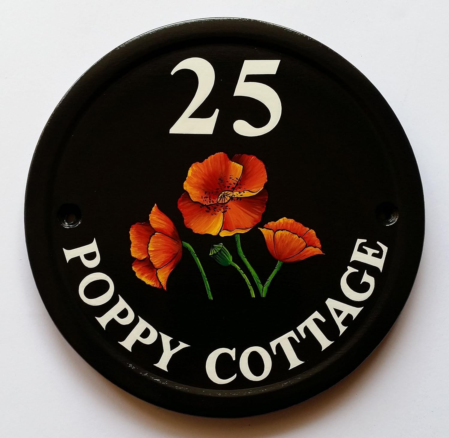 Hand Painted House Sign with Your Own Wording and POPPIES 8.25 inch