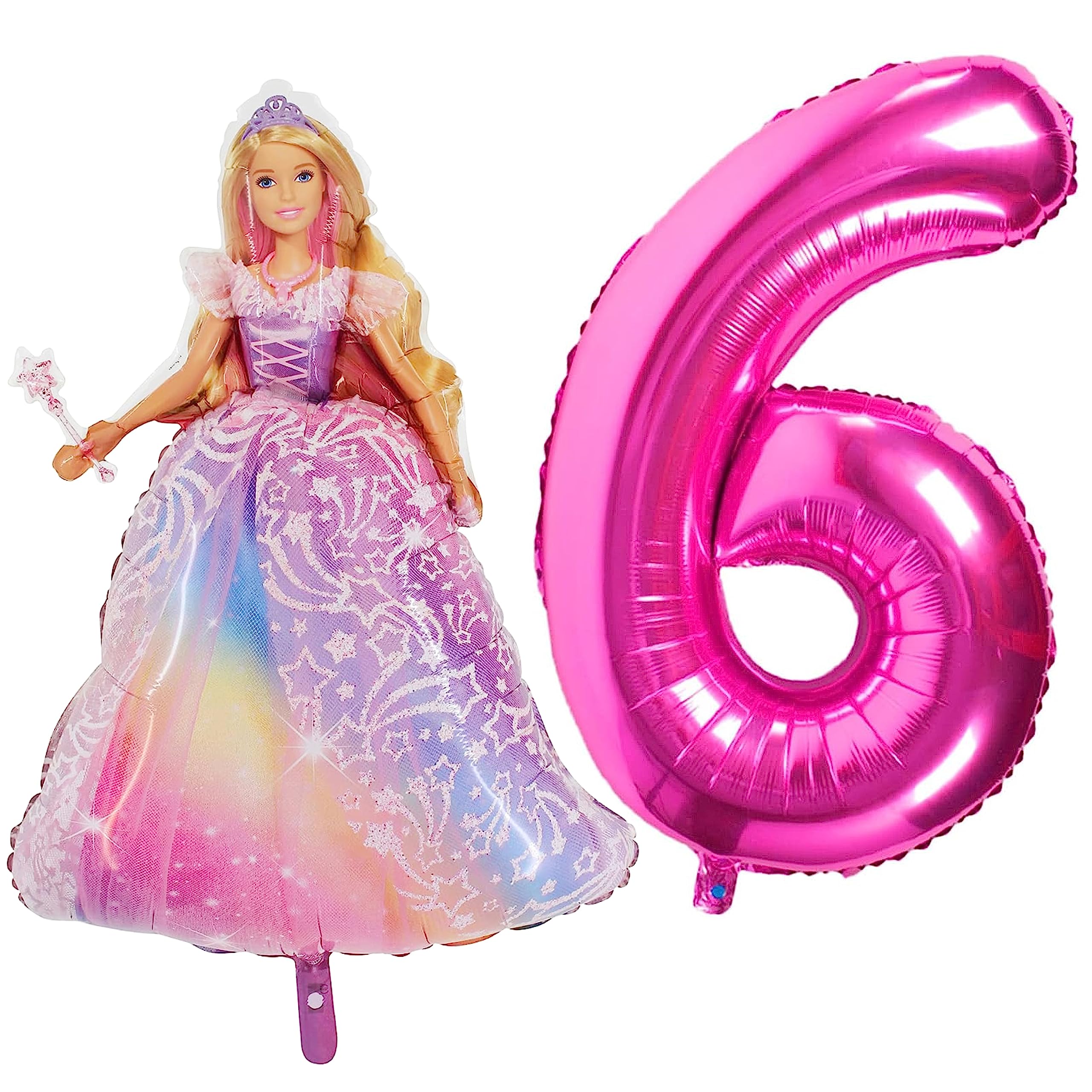 Toyland® Barbie Foil Balloon Pack - 1 x 42'' Character Shape Balloon & 1 x 40'' Number Balloon - Kids Party Decorations