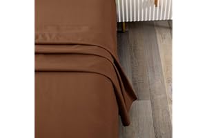 Toodou Twin Mocha Flat Sheet Made with Brushed Microfiber Durable Lightweight Fabric for Ultimate Comfort and The Bed Sheets Have Superior Breathability and Softness Compared