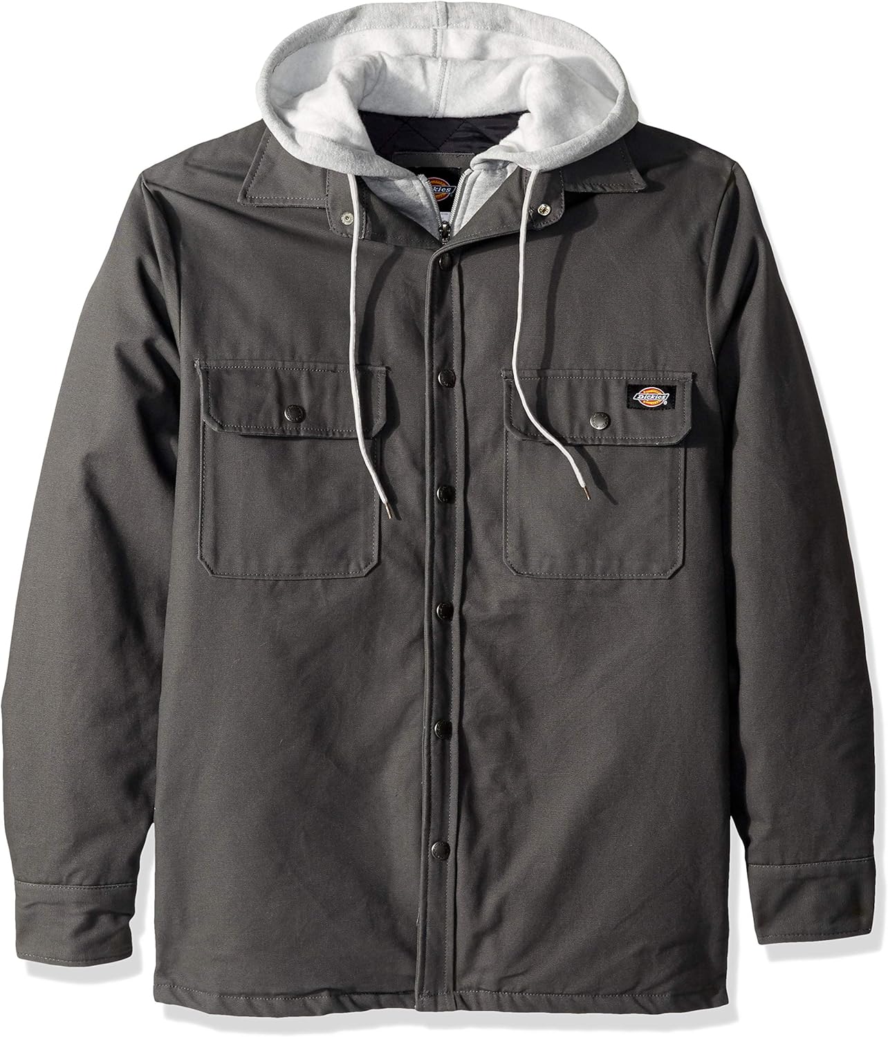 dickies men's relaxed fit hooded duck quilted shirt jacket