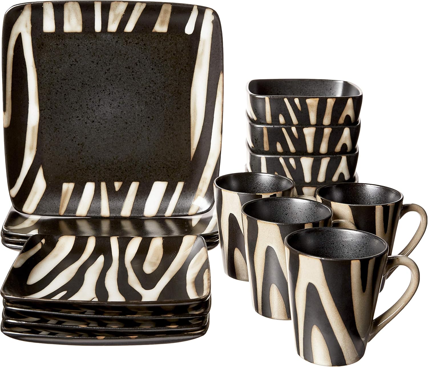 American Atelier Safari 16Piece Zebra Dinnerware Set, White Amazon.ca Home & Kitchen