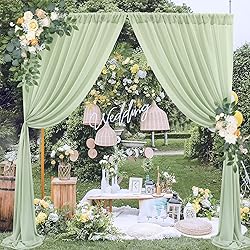 Wedding Arch Draping Fabric, 2 Panels 18FT Sage