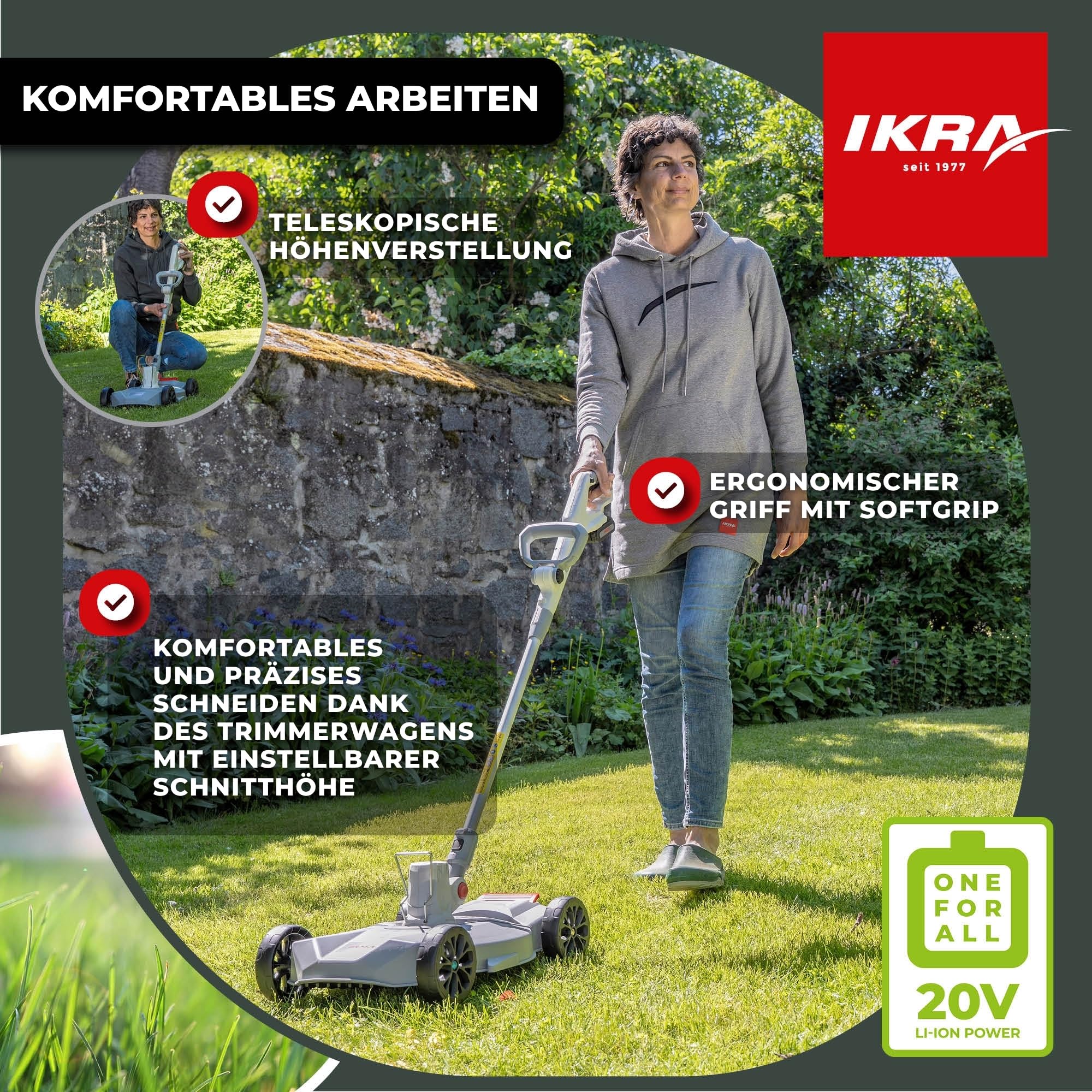 IKRA 2in1 Akku Rasentrimmer Rasenmäher IART 2030 F inkl. Fadenspule 4