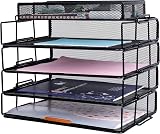 EXERZ 4-Tier Stackable Paper Sorters with Accessory Organizer Mesh Desk Tray