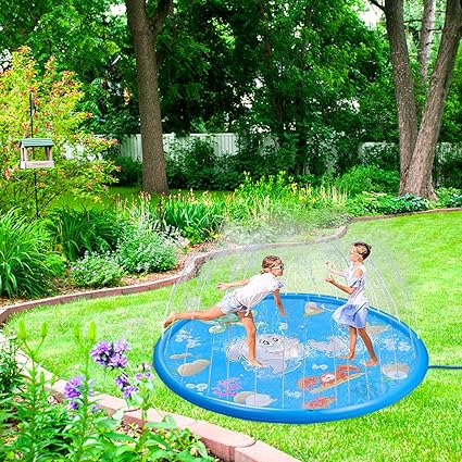 Amazon Com Sprinkle Splash Pad 68 39 Water Play Mat Toys