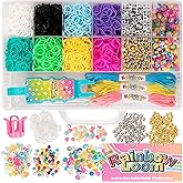 Rainbow Loom: 2,400 Bands & 1,000 Beads AutoLoom Rainbow Bliss Kit with AutoLoom & Finger Loom – DIY Braid & Bead Bracelet Je