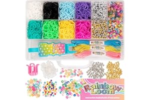 Rainbow Loom: 2,400 Bands & 1,000 Beads AutoLoom Rainbow Bliss Kit with AutoLoom & Finger Loom – DIY Braid & Bead Bracelet Jewelry Making Set for Kids 7+