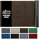GORILLA GRIP Waterproof Traffic Guard Door Mat, 72x48, Heavy Duty Entryway Mats, Strong Backing Commercial Utility Rugs for Office Hallway, Garage Floor and Home, Low Profile Carpet Runner, Brown