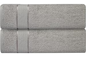 CRAFTBERRY Luxury Bath Sheets| 100% Cotton| Ultra Soft, Plush, Thick, Fluffy, Absorbent, Quick Dry| Home, Gym, Pool, Hotel, Shower | Oversized Large Towel Set for Bathroom| Set of 2| 35 x 70| Silver / Light Grey