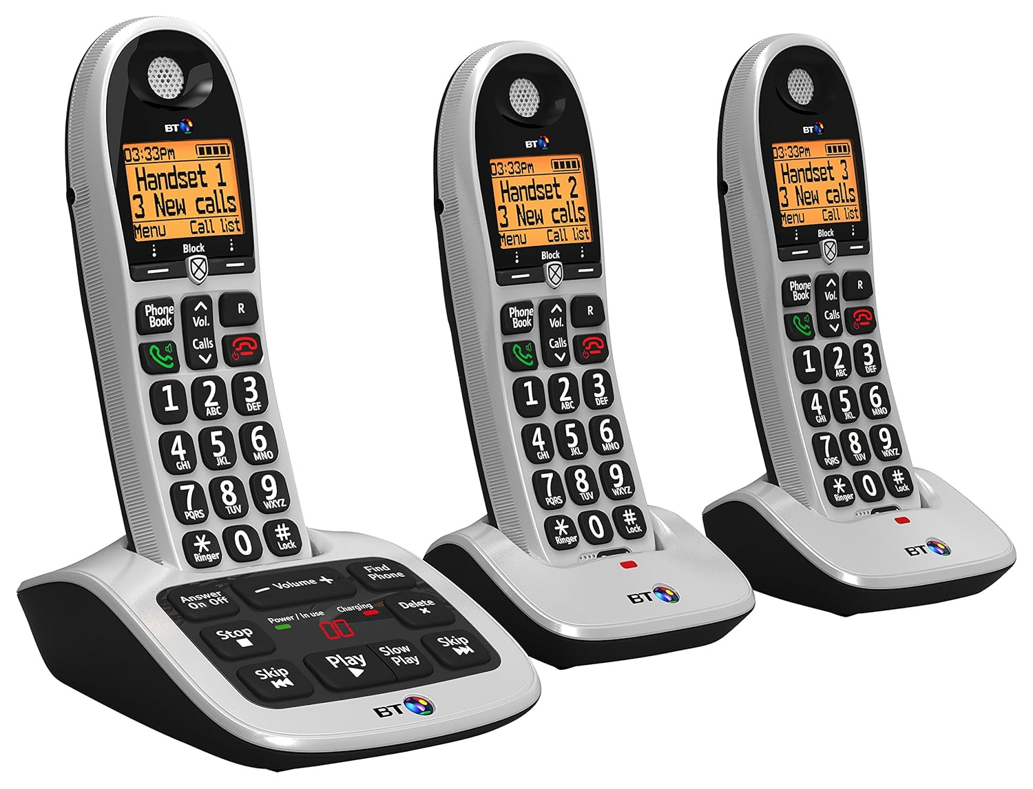 Big Button Cordless Phone Answer Machine Call Blocker Landline Handsets