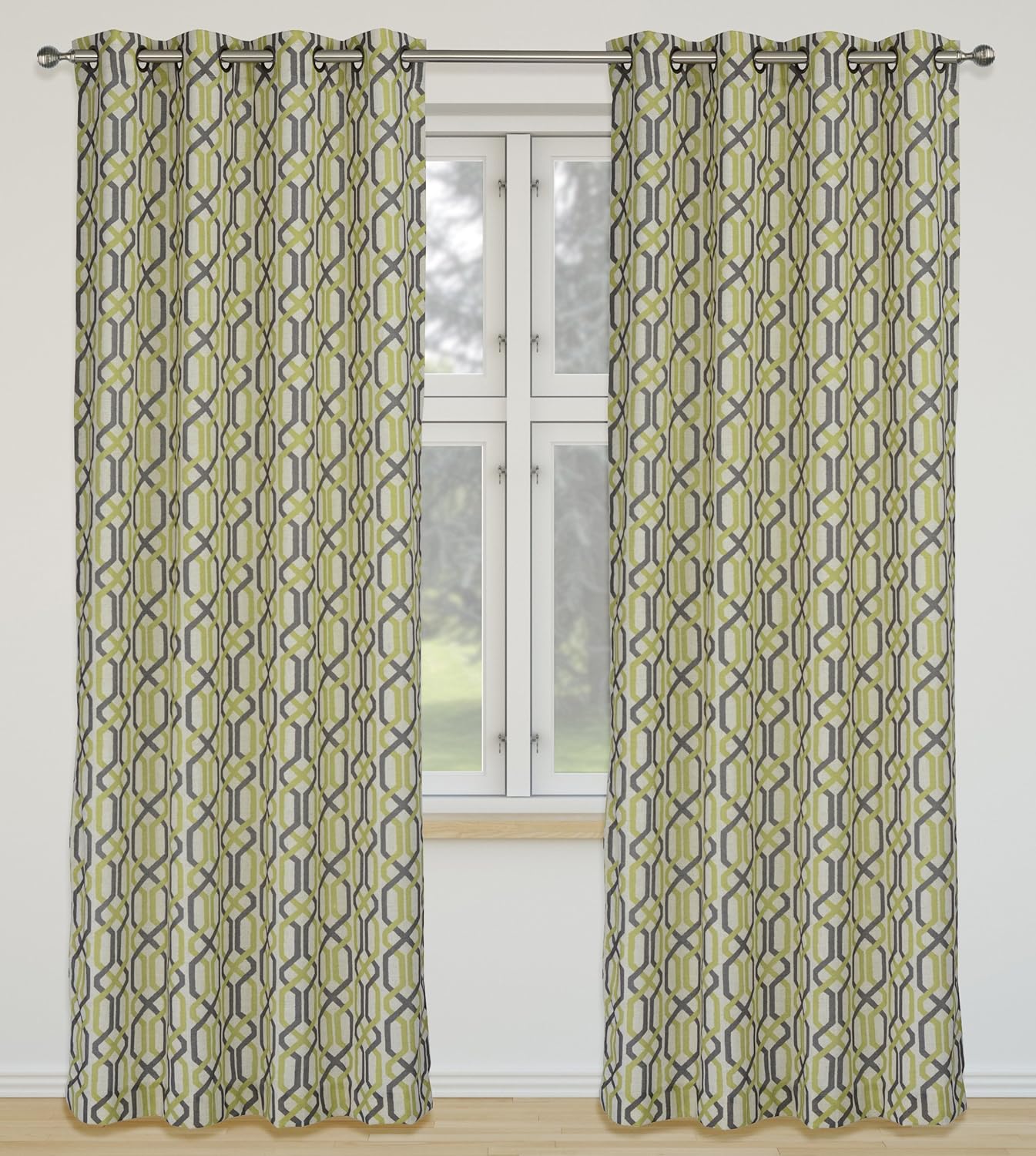 Buy Linked Geometric Linen Grommet Curtain Panels Set Of 2