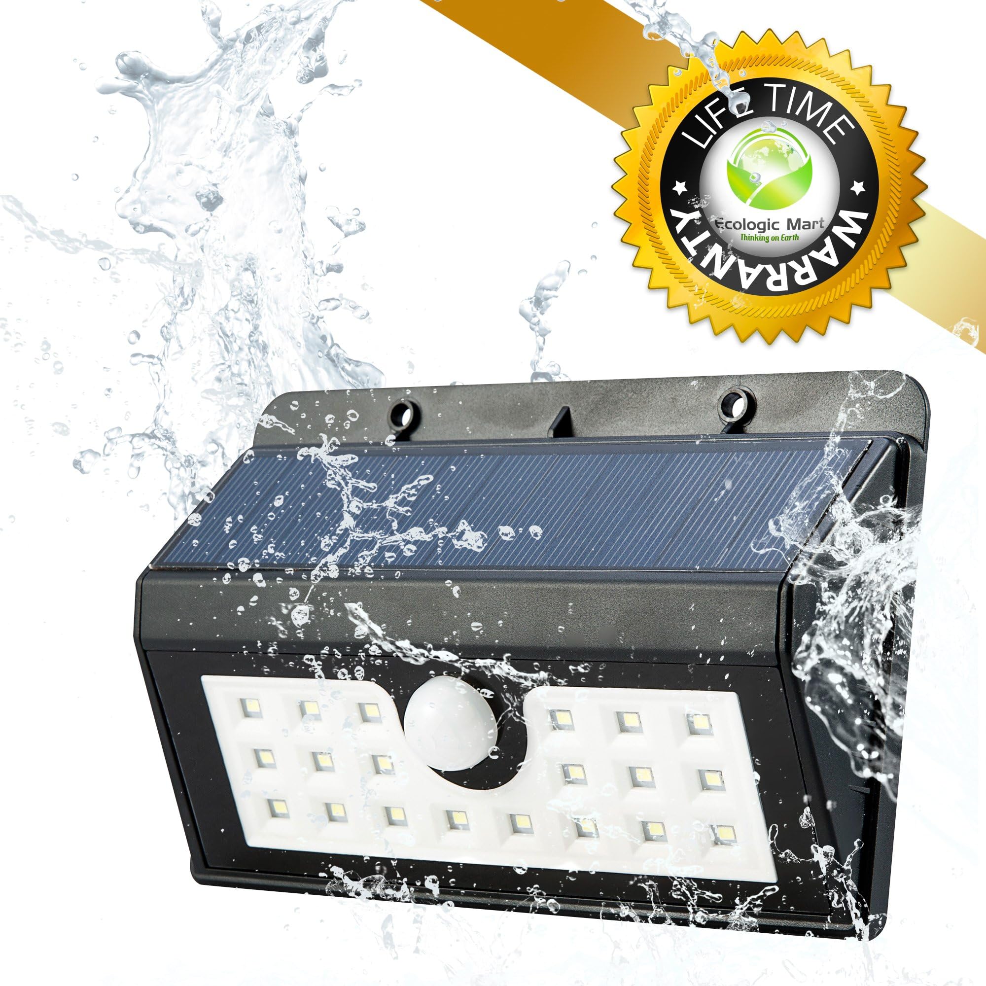 Clearance Solar Powered Wall Light - Motion Activated by 3 Modes - Outdoor, Garage, Garden, Porch, Footpath, Front Gate - Waterproof IP65-20 Super Bright LED -> 300Lm by Ecologic Mart