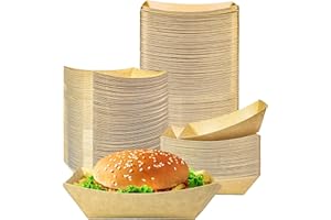 MotBach 150 Pack 1 lb Food Serving Trays, Small Kraft Paper Oil-Proof Food Disposable Recyclable Take Out Food Serving Boats Baskets Trays for Concession Food and Condiments, Snacks Appetizer