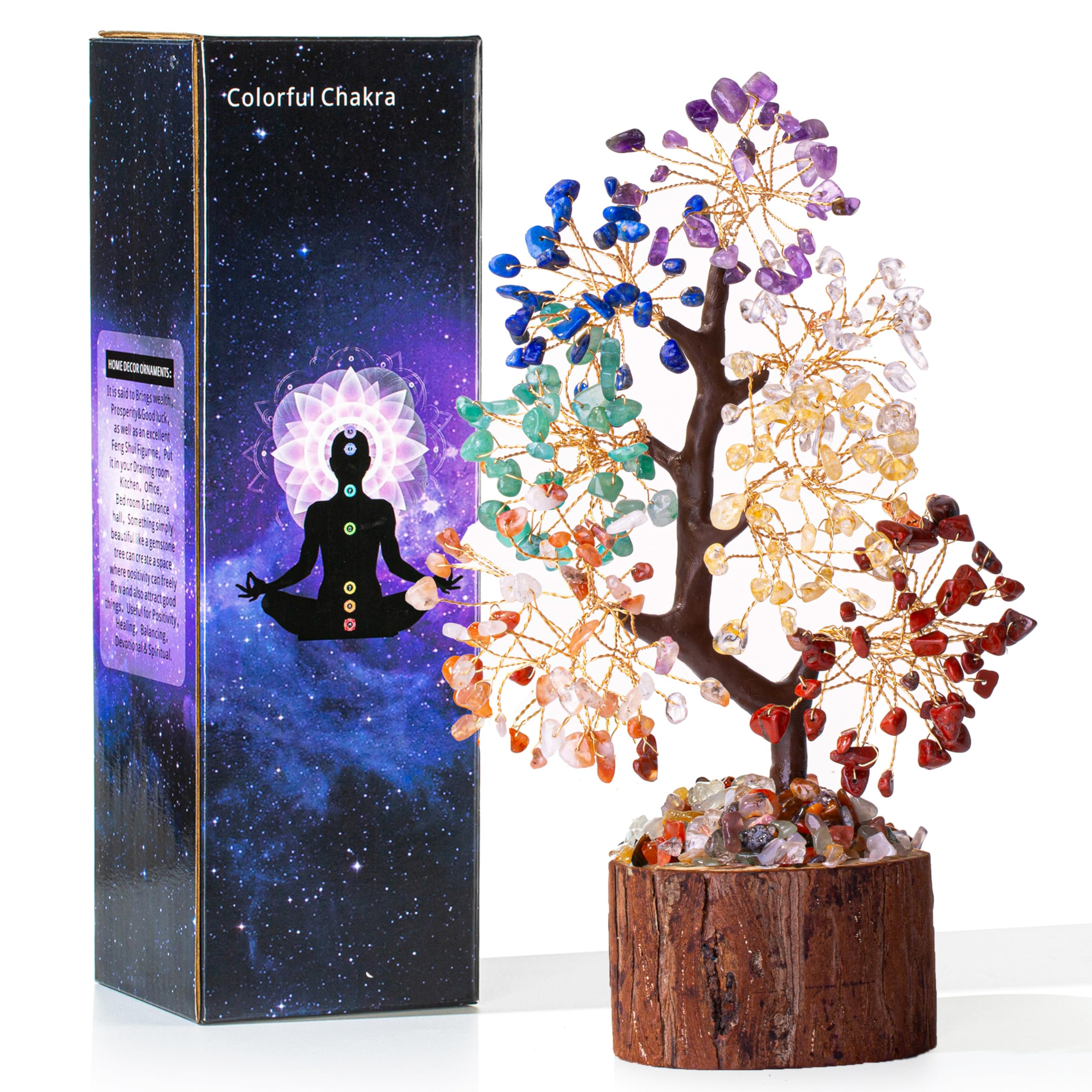 XIANNVXI 7 Chakra Crystal Tree of Life Gifts Money Tree Crystal Tree Cool Things for Bedroom Decor Housewarming Gifts Unusual Ornaments for Home