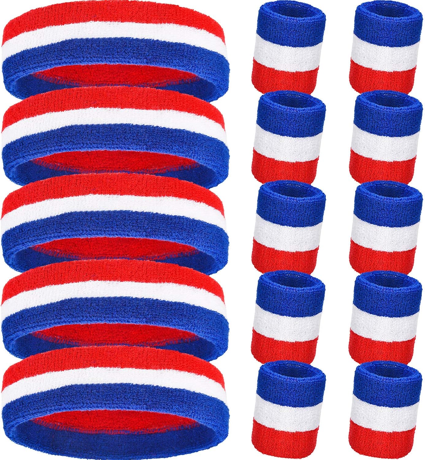15 Pieces Striped Sweatbands Set
