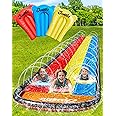JAMBO 16Ft Premium 3 Lane Slip Splash and Slide with Bodyboards, Heavy Duty Water Slide- Advanced 3-Way Sprinkler System, Splash Mat Splash Pad Backyard Waterslide Outdoor Water Toys n Slides for Kids