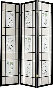 ACME 0 3-Panel Black Wood Screen