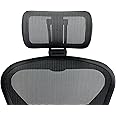 ERGOKING Headrest for Office Chair Headrest Attachment Compatible with Herman Miller Aeron Remastered - Fully Adjustable Height & Tilt, Removable Coat Hanger - Black Frame, Black Onyx Mesh.