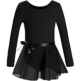 DANSHOW Girls Team Basic Long Sleeve Leotard with Skirt Kid Dance Ballet Tutu Dress