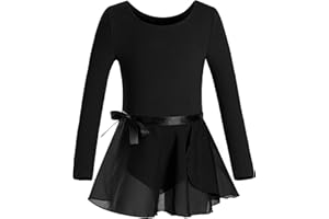 DANSHOW Girls Team Basic Long Sleeve Leotard with Skirt Kid Dance Ballet Tutu Dress