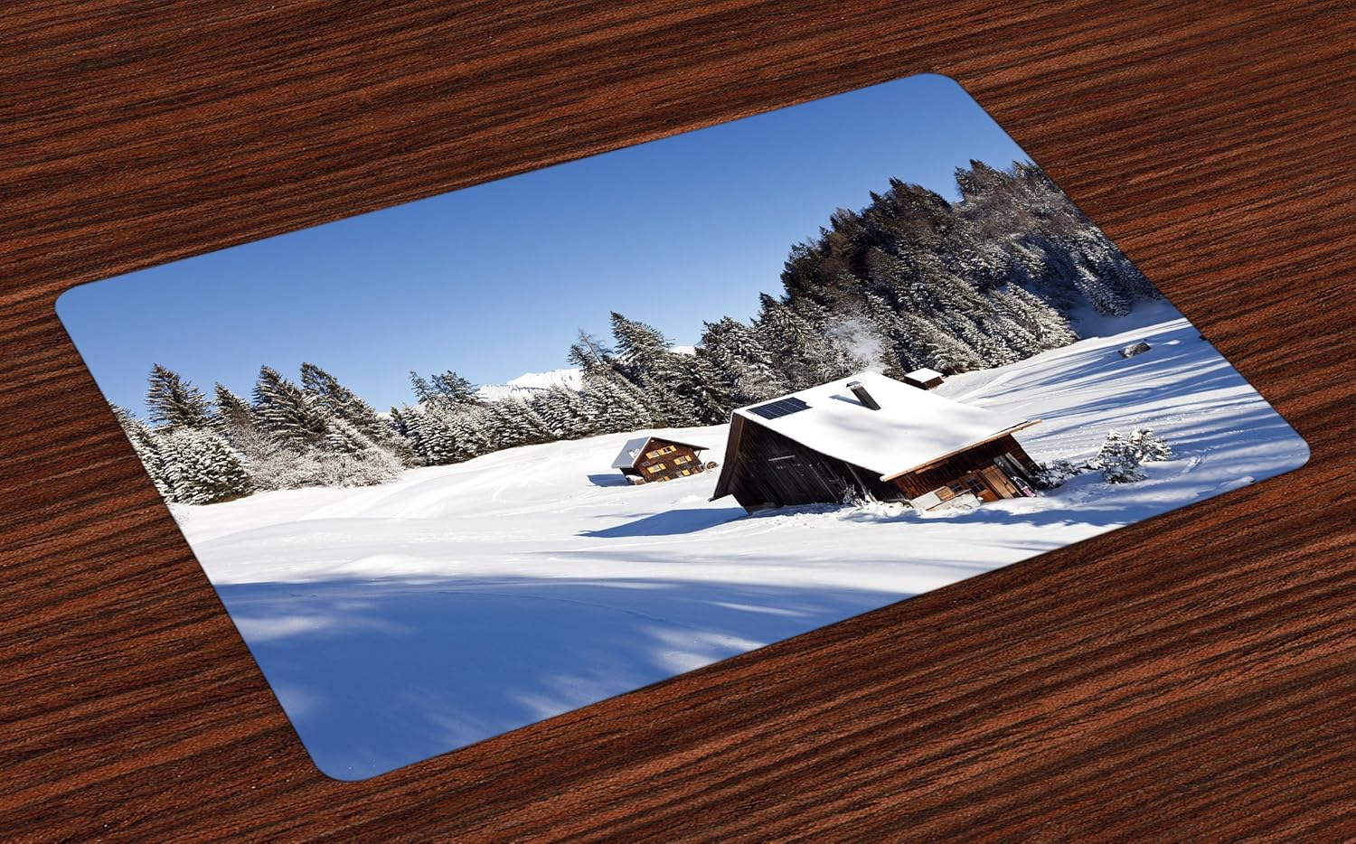Amazon Com Ambesonne Winter Place Mats Set Of 4 Log Cabins In
