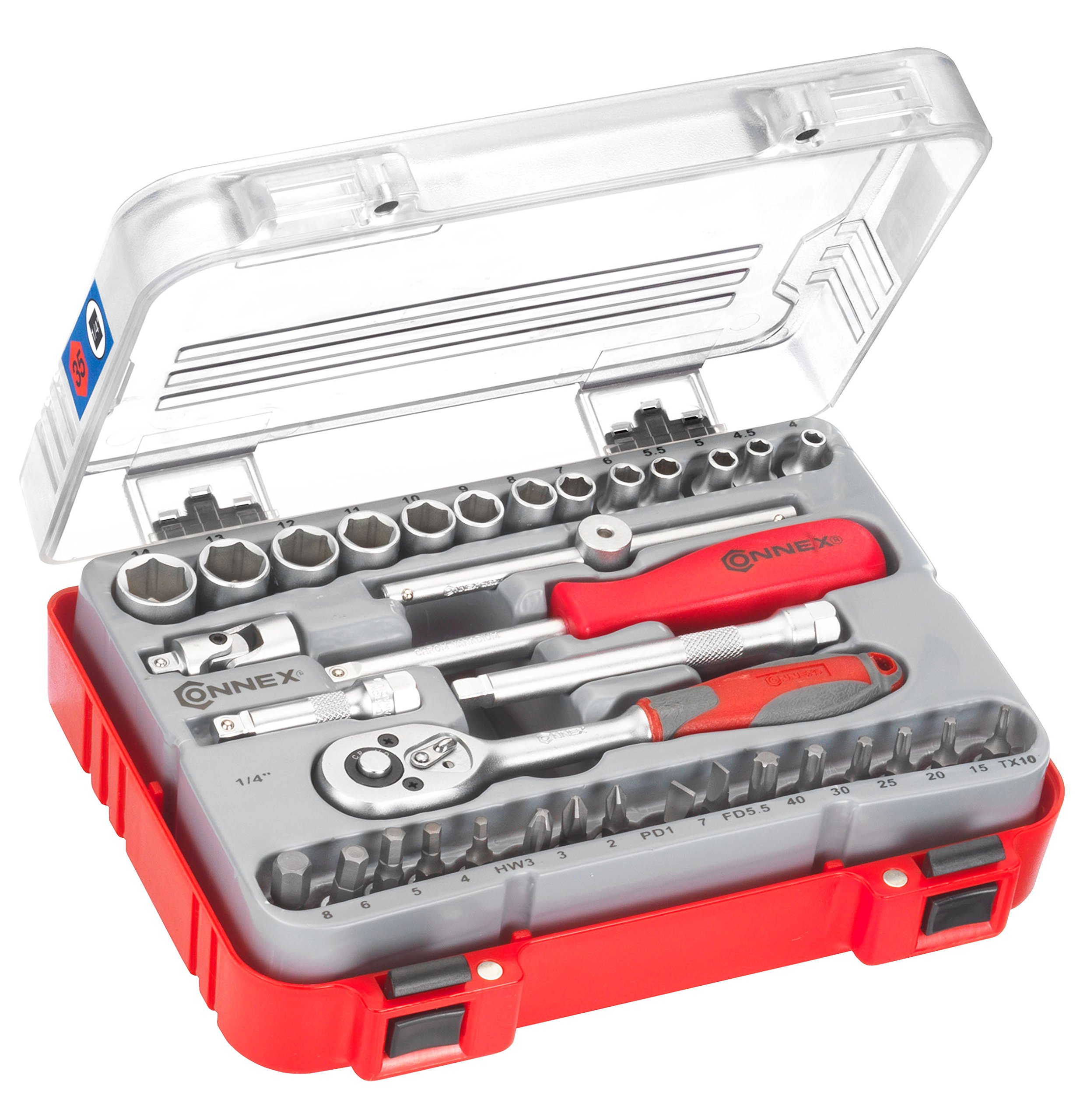 Socket Wrenches Set 1/4" 35-piece in Plastic case