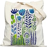 DYALE Canvas Tote Bag Double-Sided Prints with Snap Closure, Cute Tote Bag with Pocket for Shopping, Library, Work, Travel