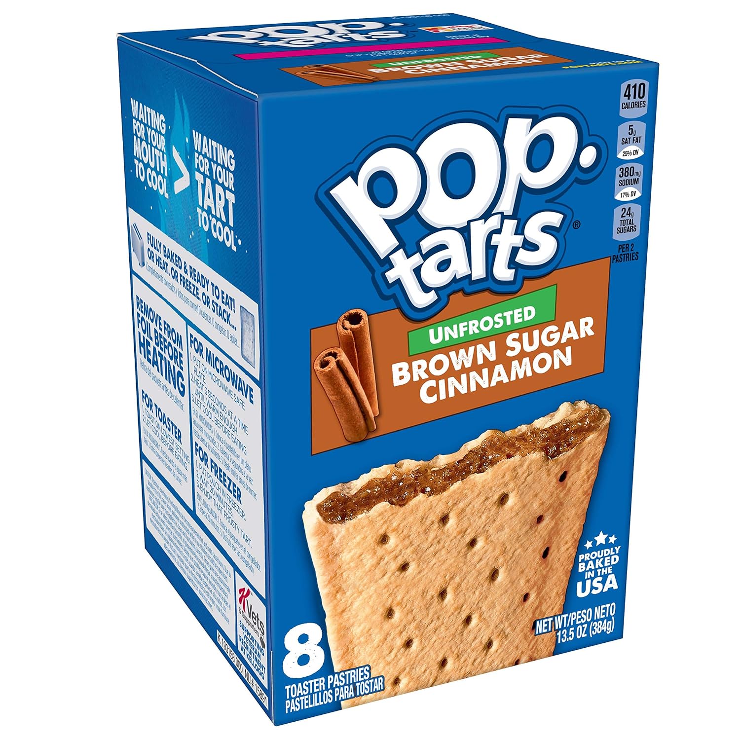 Pop-Tarts, Breakfast Toaster Pastries, Unfrosted Brown Sugar Cinnamon, Proudly Baked in the USA, 13.5oz Box (Pack of 12)