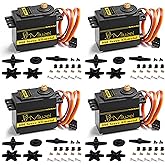 Miuzei MG996R 55g Metal Gear Torque Digital Servo Motor for RC Helicopter Car Boat Robot (4 Pack)