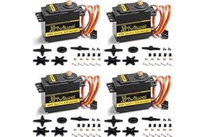 Miuzei MG996R 55g Metal Gear Torque Digital Servo Motor for RC Helicopter Car Boat Robot (4 Pack)