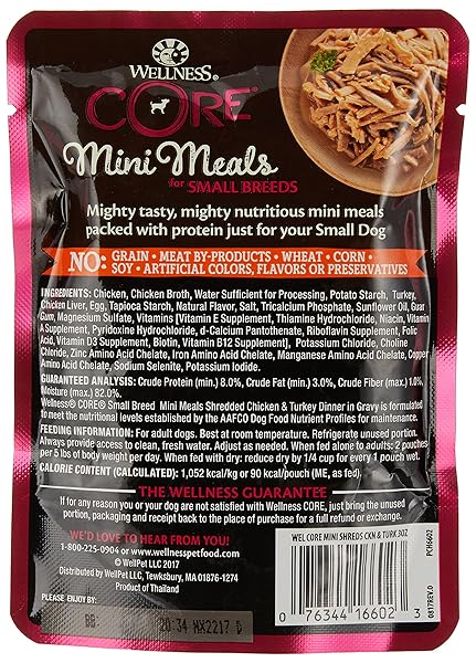 WELLNESS CORE SMALL BREED MINI MEALS SHREDDED CHICKEN & TURKEY DINNER IN GRAVY WET DOG FOOD