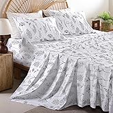 Whitney Home Textile Black Herbs Ferns Printed Twin Sheet Set - Soft Boho Botanical Rustic Pattern Bed Sheets, Microfiber Bedding & Pillowcases, Oeko-Tex, Wrinkle Free, 3 Piece (Twin Size)