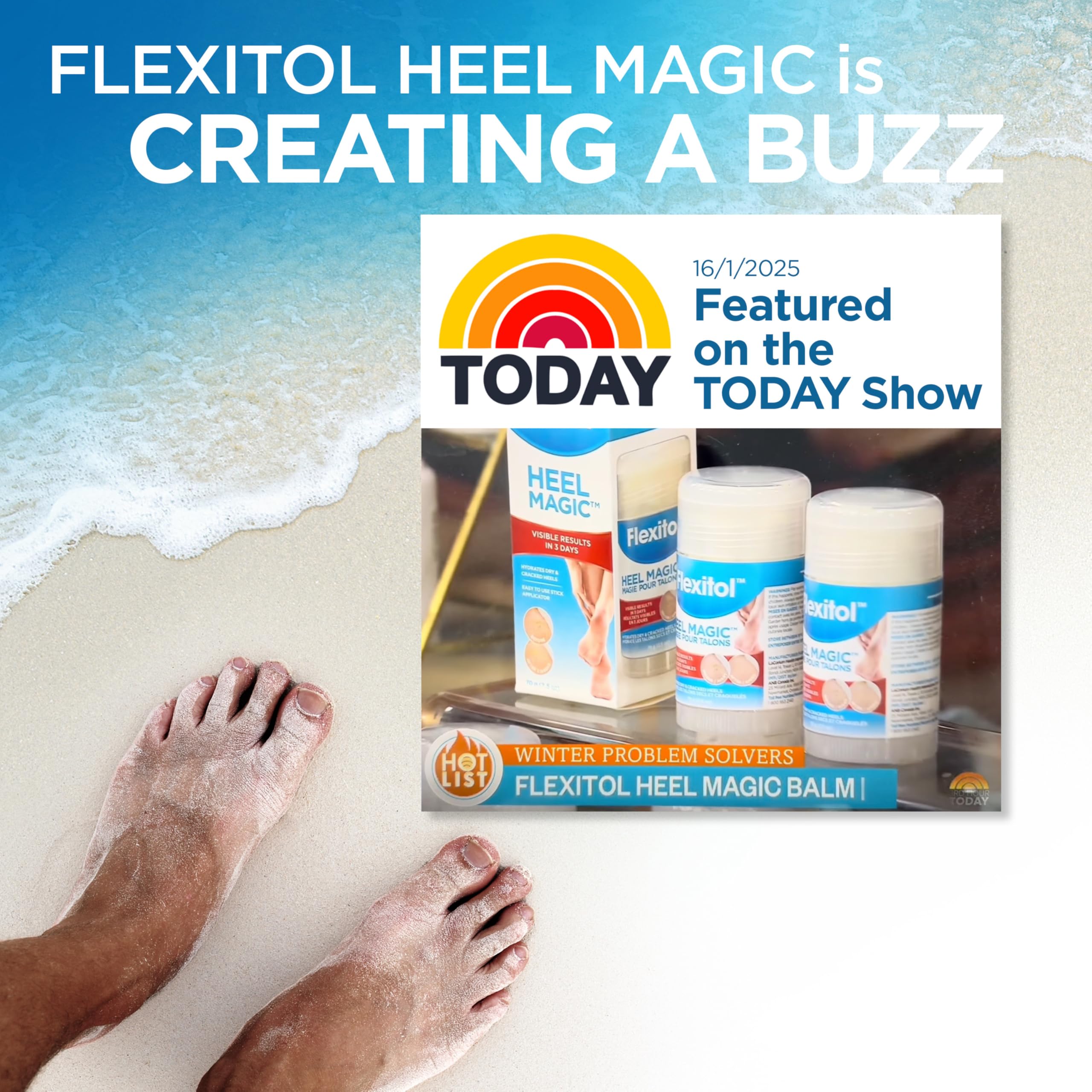 Flexitol Heel Magic For Dry Skin or Rough Heels with Shea Butter & Vitamin E, 2.5 Ounce