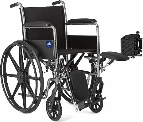 Amazon Com Medline Comfort Driven Wheelchair With Full Length Arms And Elevating Leg Rests For Extra Comfort 18 Seat Health Personal Care