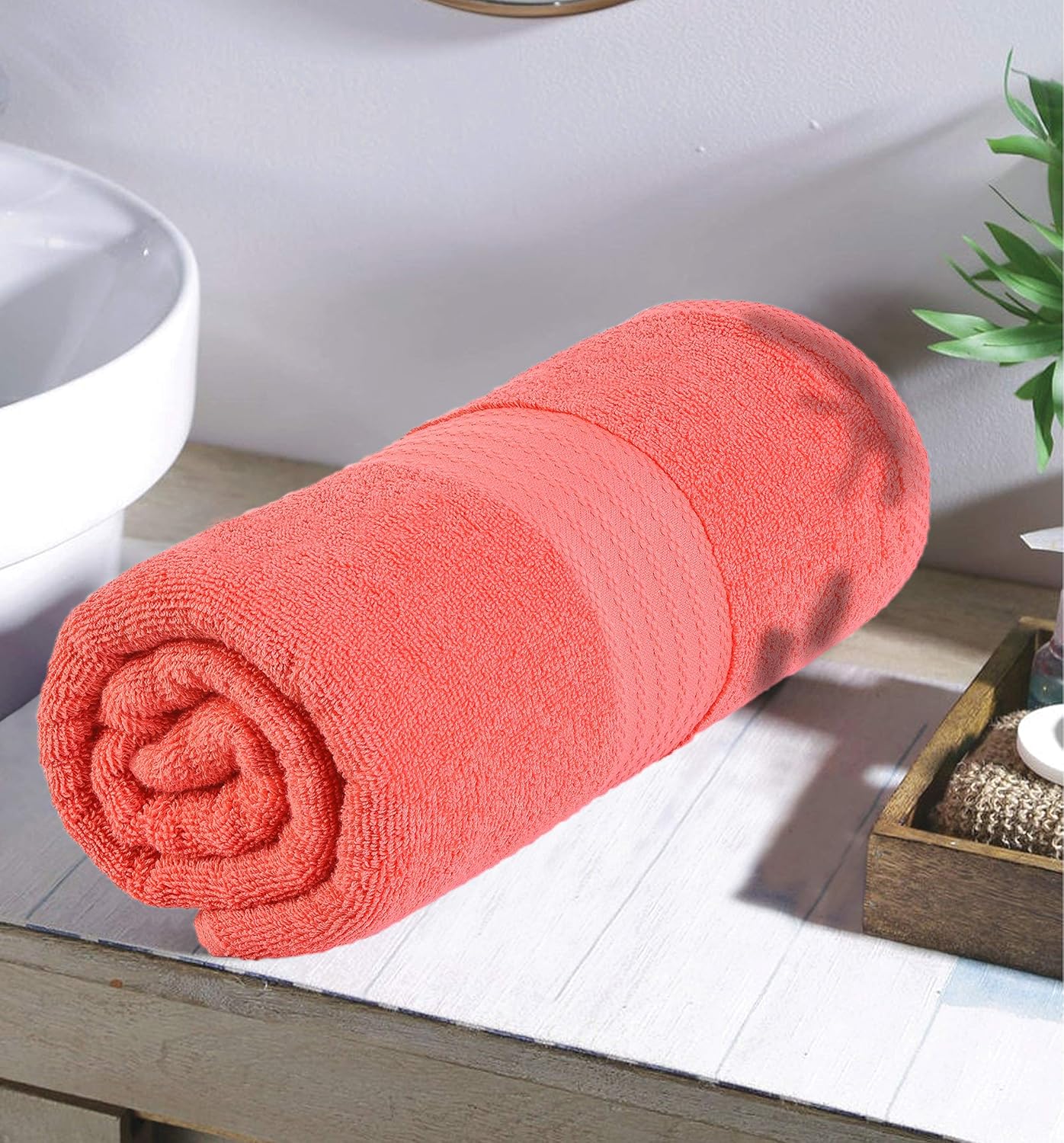 Glamburg Premium Cotton Oversized 2 Pack Bath Sheet 35x70 - 100% Pure Cotton - Ideal for Everyday use - Ultra Soft & Highly Absorbent - Machine Washable - Coral Living: Kitchen & Dining