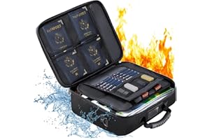 Golkcurx Fireproof Document Box, Multi-Layer Fireproof Important Document Organizer with Lock, File Storage CaseShoulder Strap, Waterproof Document Safe Portable Travel Home Organizer Bag (Black)