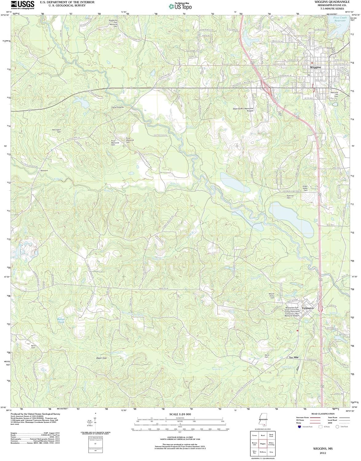 2012 Wiggins, MS Mississippi USGS Historical