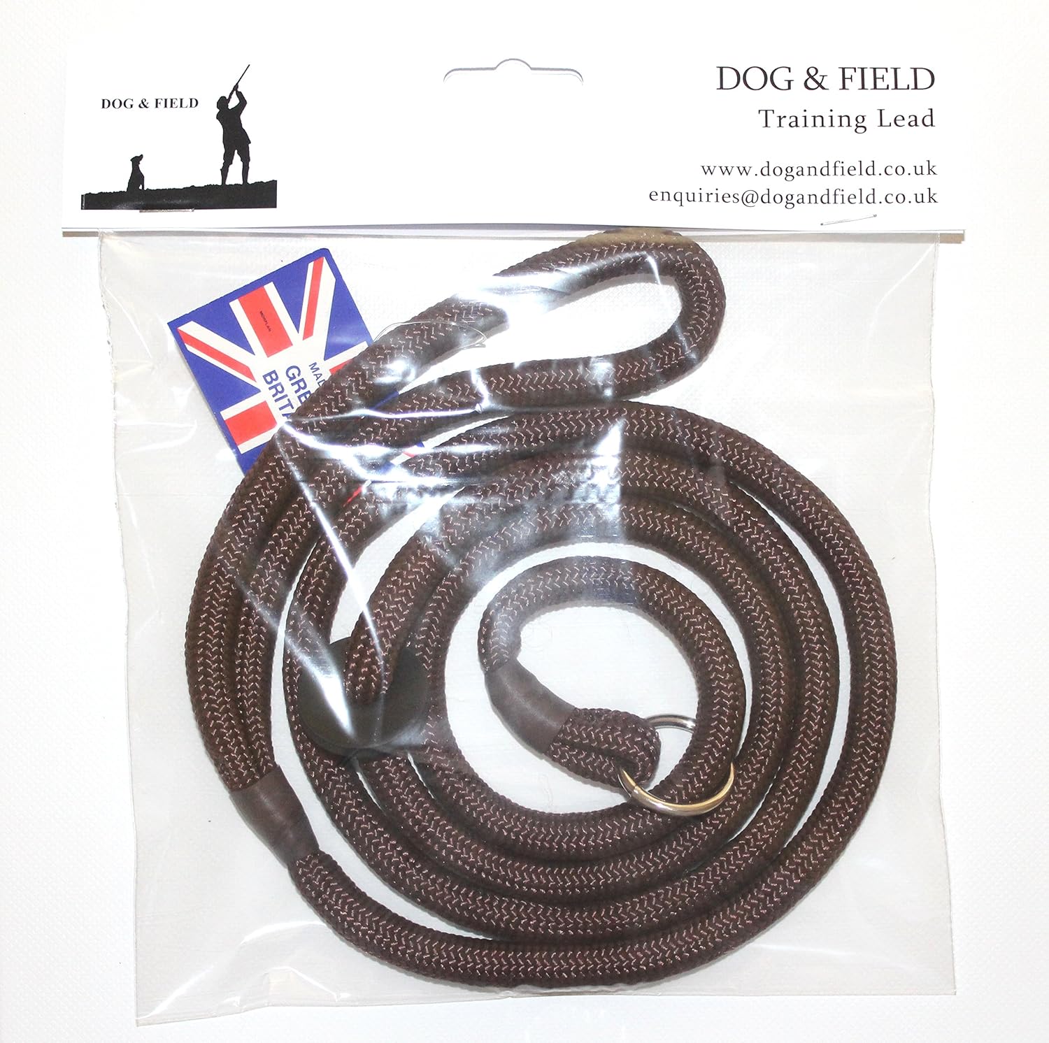 Dog & Field Deluxe Gundog Slip Lead, Brown. Super Soft Braided Nylon Slip Lead for Dogs With Rubber Stopper Easy To Slip On - Image 3