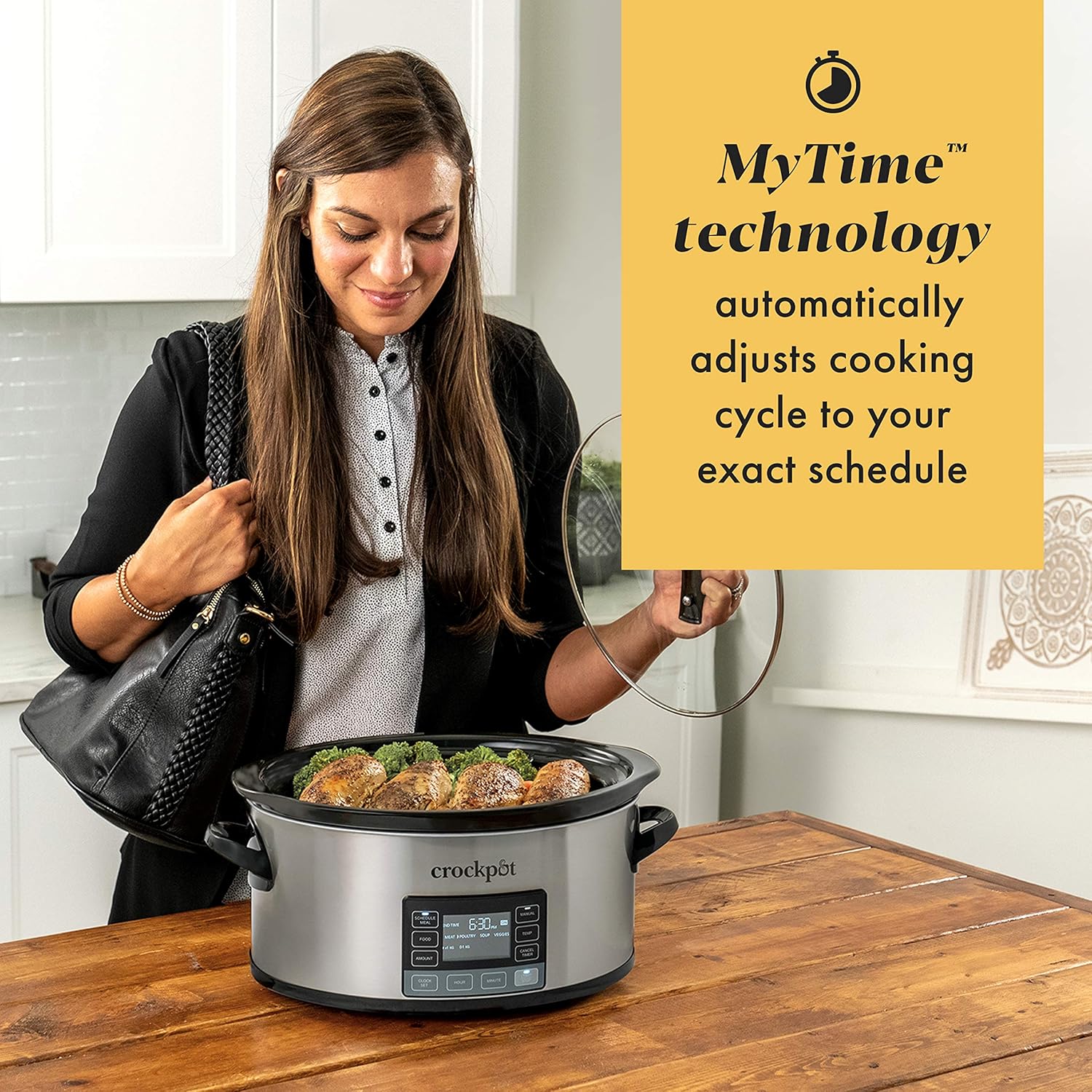 Crock-pot 2137020 MyTime Technology, 6-Quart Programmable Slow Cooker, Stainless Steel: Kitchen & Dining