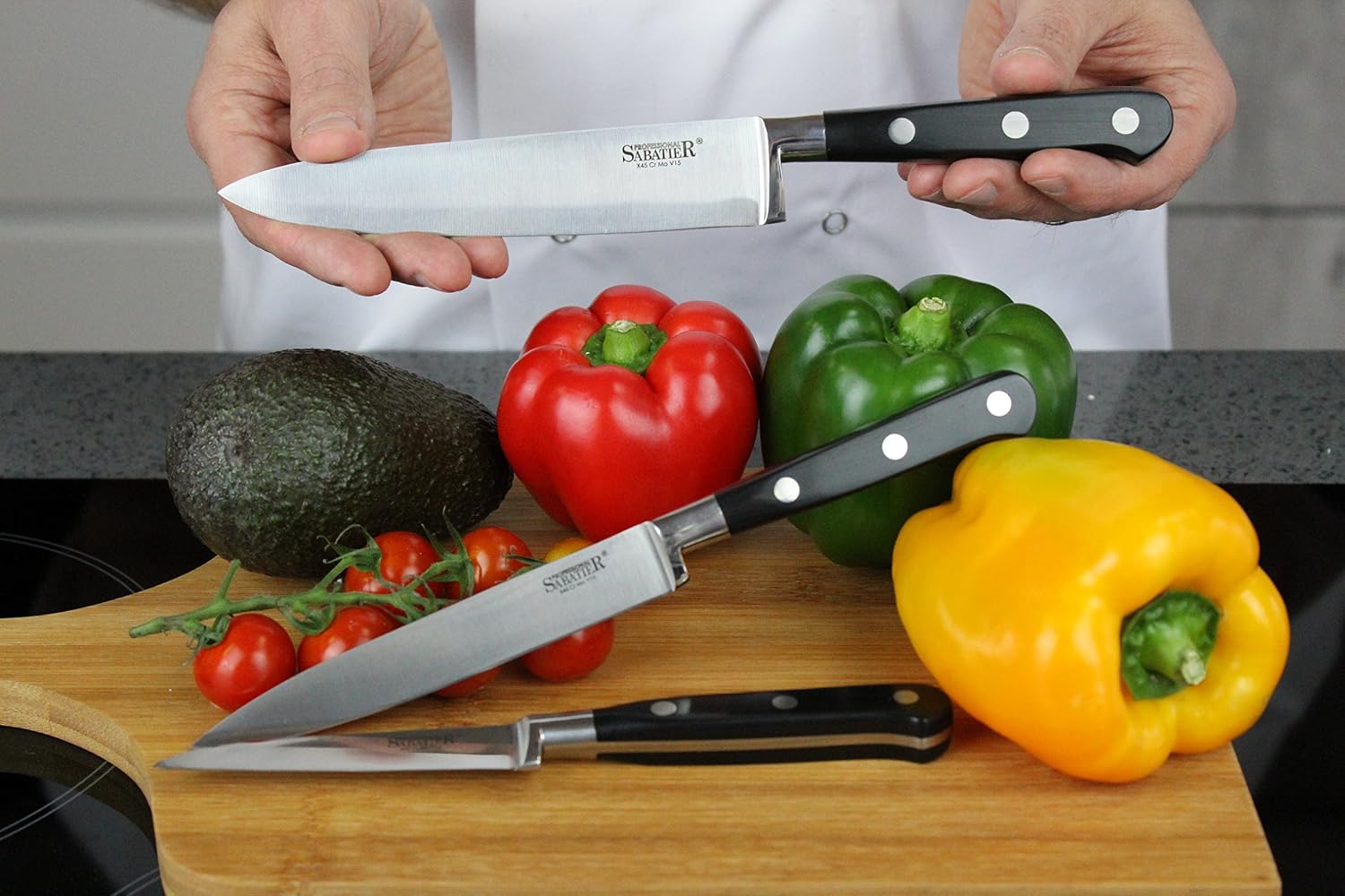Taylors Eye Witness Professional Sabatier Knife Set 3 Piece, Paring, Utility & Chef’s Knives. Full Tang Blade. High Graded - Image 4