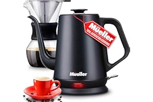 MUELLER AUSTRIA Mueller Electric Gooseneck Kettle with Pour Over Drip Coffee Maker Coffee Serving Set, Stainless Steel Coffee Servers Kettle & Tea Kettle, Matte