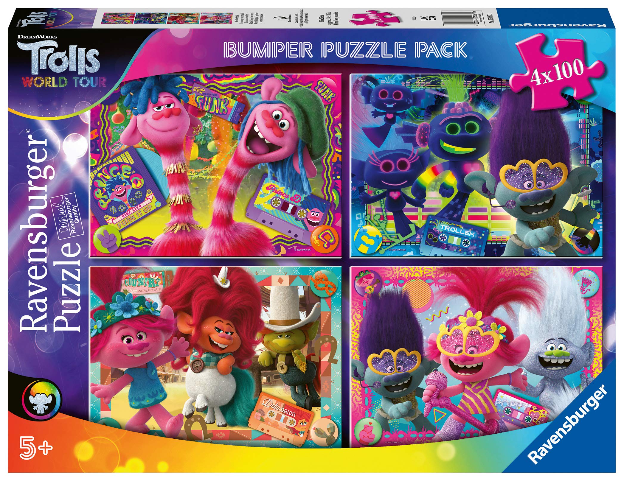 Ravensburger Trolls 2 Puzzle - 4 Sets of 100 Pieces for Children 5 Years and Older - 36x26cm