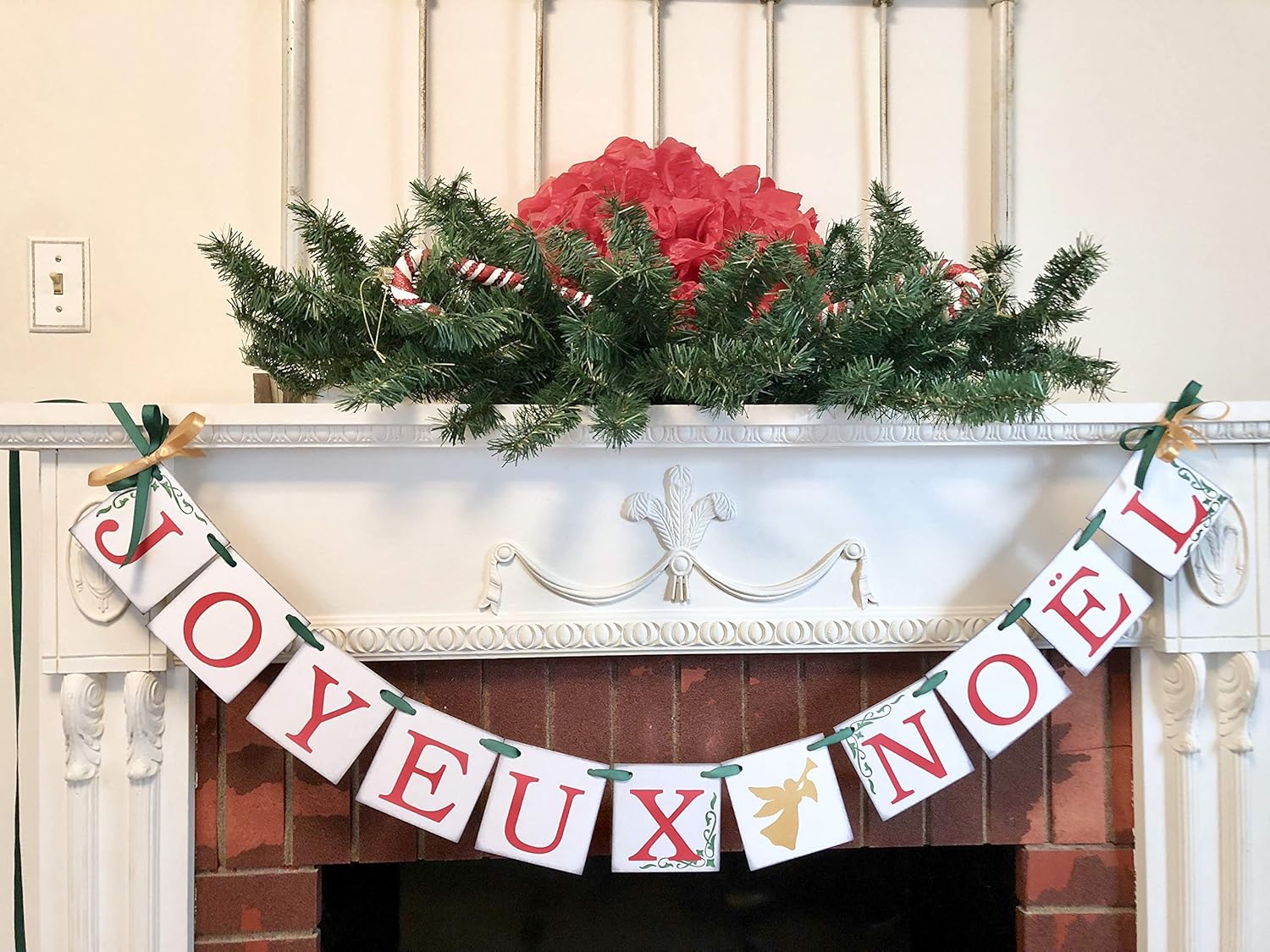 Amazon Com Christmas Fireplace Decorations French Joy To The