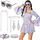 Spooktacular Creations 70s Disco Outfits for Women, Halloween Dress with 70s Accessories for Halloween Costumes Dance Party