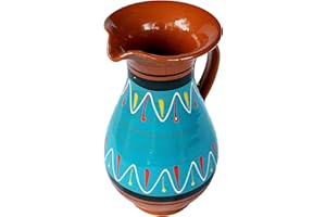 Cactus Canyon Ceramics Spanish Terracotta 2 Quart Pitcher, Blue